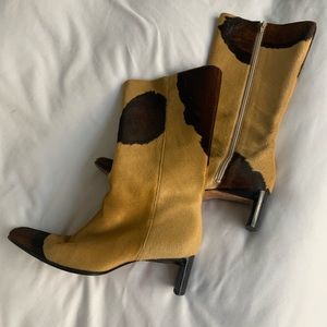 Vintage Italian Leather & Pony Hair Boots